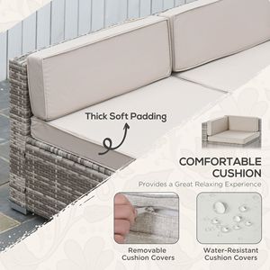 Set Divano da Esterno in Rattan PE a 7 Pezzi per Tutte le Stagioni, Mobili da Giardino in Vimini con Cuscini in Plastica a Doghe - Product Image 5