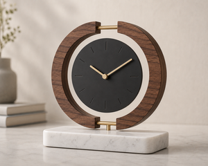 Minimalist Black Wall <b>Clock</b> With Gold Hands Circular Design Silent Non Ticking Quartz Movement - Product Image 1