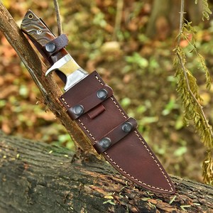 Fixed Blade Hunting <b>Knife</b> Drop Point Carbon Steel Bowie Camping <b>Knife</b> Ram Horn <b>Handle</b> 13 Inch Overall Length Survival <b>Knives</b> OEM - Product Image 6