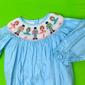 Vêtements pour enfants à smocks, vêtements pour filles, combinaison pour bébé, combinaison pour tout-petits, manches longues, tissu en coton bleu, de 3 mois à 10 ans - Product Image 3