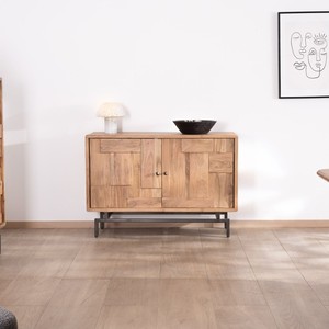 Vandana Autumn Value 2-door <b>sideboard</b> with acacia wood inset fronts Puzzle 120 cm - Product Image 1