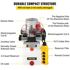 Pompa Idraulica 4.5 Litri 12V DC a Doppio Effetto 8000 PSI con Doppio Solenoide per Cilindri Idraulici - Product Image 5
