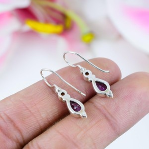Nikhil Gems Handmade 925 Sterling Silver Gold Plated Drop <b>Earrings</b> Amethyst Peridot Natural Gemstone Trendy Elegant Gift for - Product Image 4