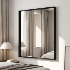 Specchio da Bagno Rettangolare Nero 40x48 Pollici con Cornice Profonda Montato a Parete - Product Image 3