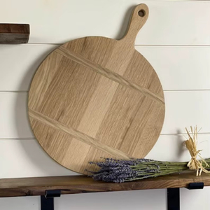 Planche à découper arrondie en bois avec poignée, écologique, durable, pour fruits, légumes et pizzas, design moderne - Product Image 1