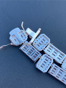 Classy Hip Hop <b>Diamond</b> 925 Sterling <b>Silver</b> Lab Grown Baguette & Round VVS <b>Diamond</b> 12mm Iced Out Unisex Tennis Chain <b>Necklace</b> - Product Image 5