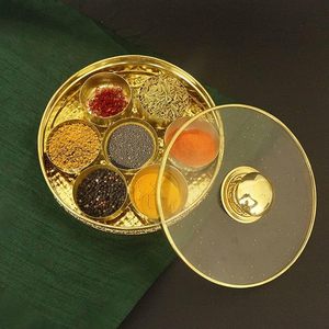 Boîte à épices en laiton artisanale avec une touche dorée, écologique, lavable au lave-vaisselle, design rond en métal, couleur personnalisée - Product Image 2