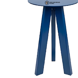 Modern Blue Iron Metal <b>Stool</b> with Angled Legs Round Top Contemporary Industrial Side <b>Stool</b> Designer Accent Seating for Home Cafe - Product Image 5