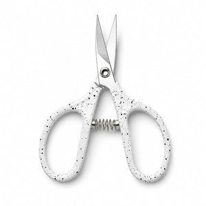 Ciseaux à cheveux en acier inoxydable avec manche blanc moucheté, lame tranchante, pour droitiers, taille moyenne, pliables, légers, outil de coupe - Product Image 1