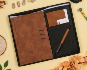 Executive Premium Notebook Gift <b>Set</b> Stylish Keychain Card Holder Pen with A4 Fabric Leather PP Cover for <b>Writings</b> and Gifts - Product Image 2