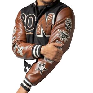 2024 personnalisé hommes grande taille Letterman veste laine corps en cuir manches Varsity Bomber veste Logo OEM en gros hiver - Product Image 1