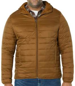 Veste matelassée pour homme, style nouveau, coupe-vent, couleur marron, avec capuche, manches longues, décontractée, pour tous les jours, pour l'extérieur. - Product Image 2