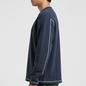 Sudadera con Capucha de Alta Calidad Hecha a Medida para Hombre, Talla Grande, Cuello Redondo, Invierno, Lisa, con Ribete, 100% Algodón Felpa - Product Image 2