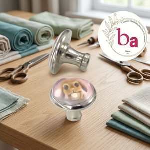 Ba Metal Round Cabinet Knob with Crystal Glass Cover Modern Design for Home Bar Wardrobe Living Room Furniture - Product Image 1