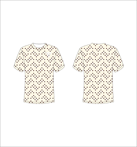 T-shirt à manches courtes pour homme à pois, col rond, coupe décontractée, imprimé, tricoté, beige avec des pois bruns - Product Image 1