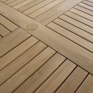 Conjunto de comedor para jardín hecho de madera de teca maciza seca en horno con marco grueso, acabado natural y construcción robusta. - Product Image 5