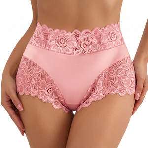 Women Sexy High Waist <b>Lace</b> Briefs Smooth Satin Front Soft <b>Stretch</b> Ladies Panties Multi Color Wholesale - Product Image 4