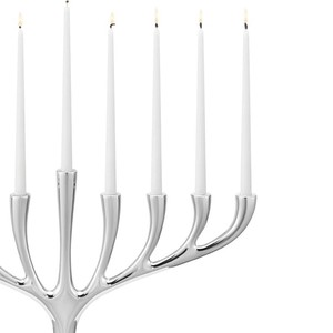 Ménorah Hanouka Moderne en Argent à 9 Brins, Chandelier en Métal Aluminium, Porte-Bougie Conique de Luxe pour Fêtes Juives, Mariages et Décoration de Fêtes - Product Image 6
