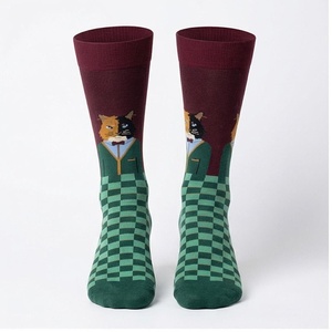 Crew <b>Socks</b> Geometric Pattern Blue Breathable <b>Running</b> <b>Socks</b> for Adults Spring Season - Product Image 1