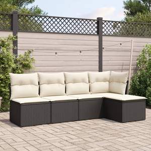 Ensemble de canapés de jardin modulaires en rotin PE noir, 5 pièces - Product Image 1