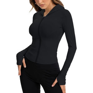 Veste de yoga extensible pour femme, en nylon, athlétique, respirante, légère, avec fermeture éclair, pour l'extérieur - Product Image 2