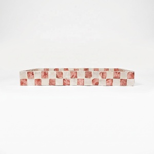 Bandeja de Servir de Nácar Rosa con Asa para Decoración del Hogar, Suministros para Hoteles y Bandeja de Servir para Restaurantes Indochina.,JSC - Product Image 2