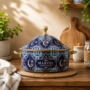 White Royals Premium Insulated Steel Casserole with <b>Lid</b> Arabic Blue Floral Hot <b>Pot</b> Thermal Food Warmer Kitchen Serving Cookware - Product Image 3