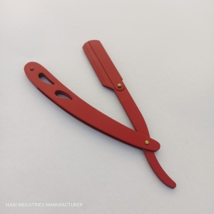 Rasoirs de rasage professionnels en gros, couleur rouge, fabricant de rasoirs de barbier, logo personnalisé, lames aiguisées, fournisseurs de rasoirs. - Product Image 4