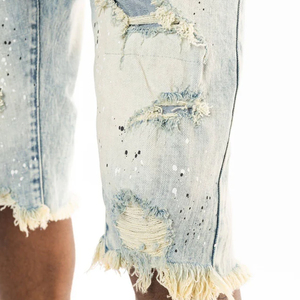 Wholesale Custom High Waist Light Wash Summer <b>Overalls</b> Style Regular Fit Casual Denim Shorts for <b>Men</b> New Style Solid Color - Product Image 5