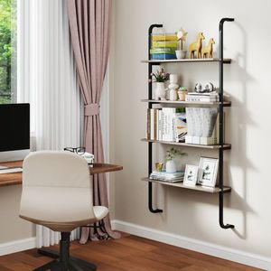 4-Tier Industrial Pipe Shelving Metal Frame Wall <b>Shelves</b> <b>for</b> Living Room or <b>Kitchen</b> - Product Image 4