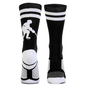Chaussettes noires et blanches mi-mollet, athlétiques, tricotées, respirantes, en Spandex et Polyester, avec motif imprimé, pour les athlètes de hockey sur glace - Product Image 5
