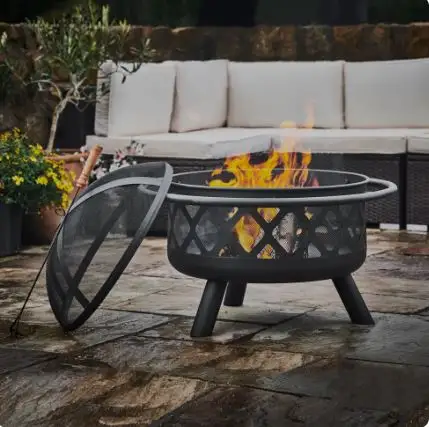 High Quality Portable Metal Steel Fire Pit BBQ Grill for Outdoor Garden Patio & Camping for Burning Wood