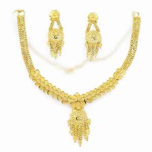 Juego de Collares Cortos y Pendientes con Diseño de Flores Chapados en Oro de 14K, 18K y 24K al por Mayor, Joyería de Moda para Mujer, Latón - Product Image 2