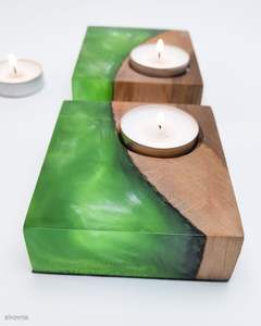 Portavelas de Resina y Madera Hecho a Mano, Decorativo, para Velas de Té, Decoración del Hogar, Portavelas de Mesa, Craftera Exports - Product Image 5