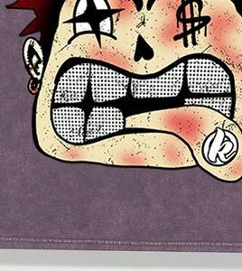 Camiseta Moderna para Hombre con Estampado de Retrato Inspirado en el Graffiti, Diseño Casual de Manga Corta con Hombros Caídos, Lavado Ácido, 100% Algodón - Product Image 4