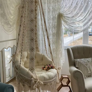 <b>Macrame</b> swing,Beige design swing,Handmade swing,Home decorasion,Swing chair - Product Image 1