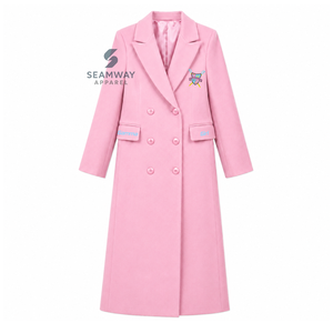 Manteau long croisé pour femme Gamma Phi Delta Sorority, col à revers cranté, manches longues, coupe ajustée, brodé, vêtement d'extérieur formel - Product Image 1