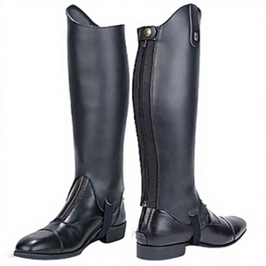 Women Genuine Leather Tall Riding <b>Boots</b> <b>Zipper</b> Closure Solid Color Equestrian Horse Riding Wear - Product Image 4