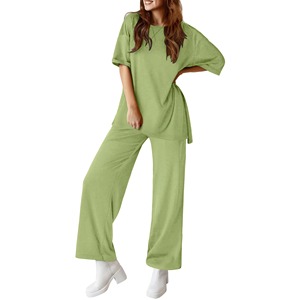 Ensemble en cordon vert asymétrique pour femme, en pur chiffon avec boutons - Product Image 3