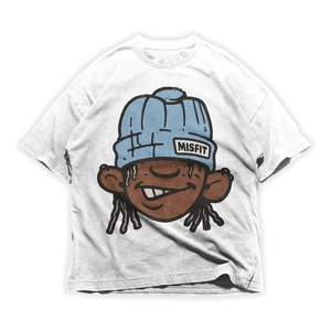 Camiseta Blanca para Hombre con Estampado de Dibujos Animados, Manga Corta, Cuello Redondo, Estilo Urbano, Corte Regular, 100% Algodón Jersey - Product Image 3