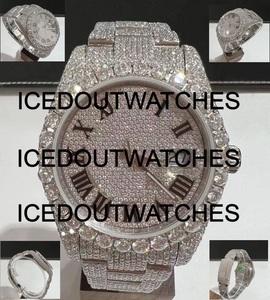 Luxury High Quality Moissanite Diamond Watch VVS Stainless Steel Band 20mm Wide Water Resistant Diamond Watch - Product Image 3