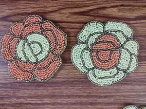 Beaded <b>Coaster</b> Multicolor Glass-Bead Handmade Luxury Customizable 10mm Thick <b>Drink</b> <b>Coasters</b> Boho Table Decor Dining Gifting - Product Image 2