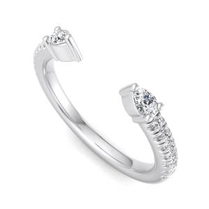 Anillo abierto de lujo en oro rosa con diamante talla pera y banda minimalista ajustable, apilable, joyería de moda para mujer - Product Image 3