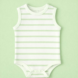 Combinaison sans manches pour bébé en coton biologique 100% personnalisable, unisexe, douce, respirante, tenue d'été pour bébé - Product Image 1