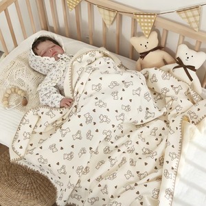 Couverture bébé en coton mousseline tricotée, motif à pois, face en polaire - Product Image 6