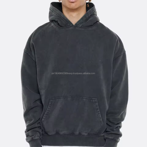 Sudadera con Capucha Gris Lavada al Ácido Personalizada con tu Marca, Sudadera Extra Grande de Estilo Urbano, Sudadera Vintage para Hombre de Felpa Francesa Gruesa - Product Image 4