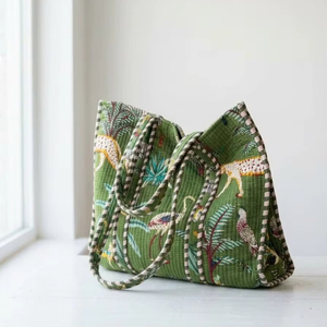 Top Trendy Product Quilted Cotton Fabric <b>Tote</b> Bag Handmade Eco Friendly Reusable Shopping Carry Bag Durable Lightweight Gift - Product Image 1