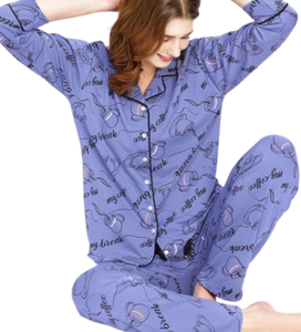 Women's 2 Piece <b>Cherry</b> Print Pajama Set V Neck Knitted Cotton Sleepwear Sweet Style All Seasons Breathable Regular Fit - Product Image 5