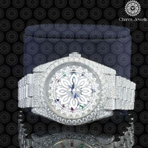 Montre pour homme Charm Jewells en acier inoxydable, boîtier de 40 mm, accents de diamants, analogique, pour un style luxueux, mouvement mécanique, 10 bars - Product Image 3