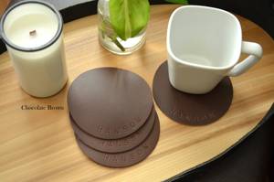Sous-verres en cuir véritable en gros, tapis de table à café personnalisés, résistants à la chaleur, pour tasses, 10 cm GLC-0007 - Product Image 3
